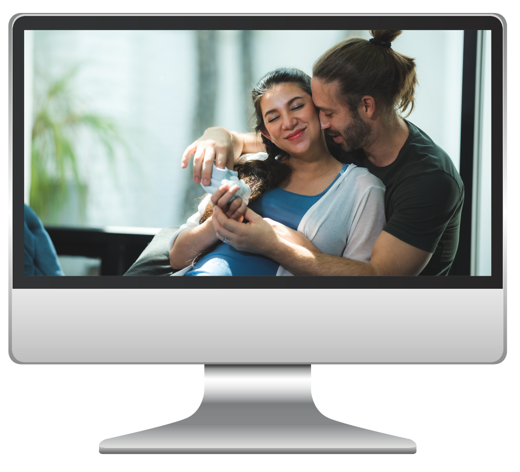 A computer screen shows a happy couple next to the text: Egg & Sperm - Health and Dysfunction in the Body Module